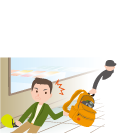 スリに合う男性