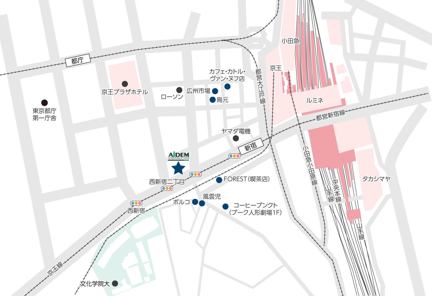 東京本社周辺の飲食店マップ